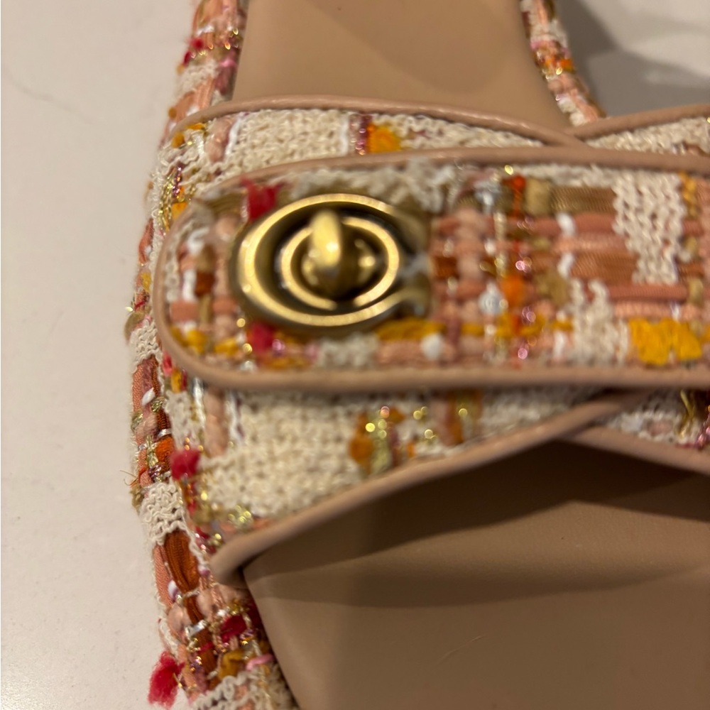 Coach Cream and Red Sandals with Adjustable Ankle Strap - Picture 3 of 5